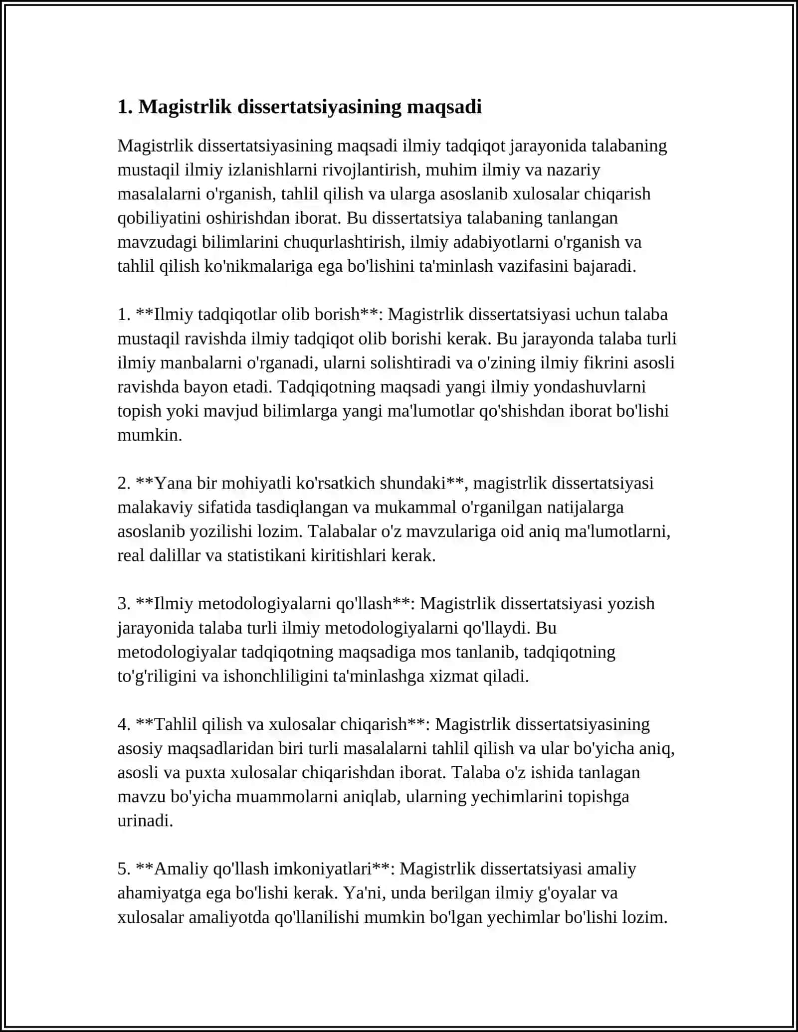MAGISTRLIK DISSERTATSIYA TUSHUNCHASI VA UNING XUSUSIYATLARI 3