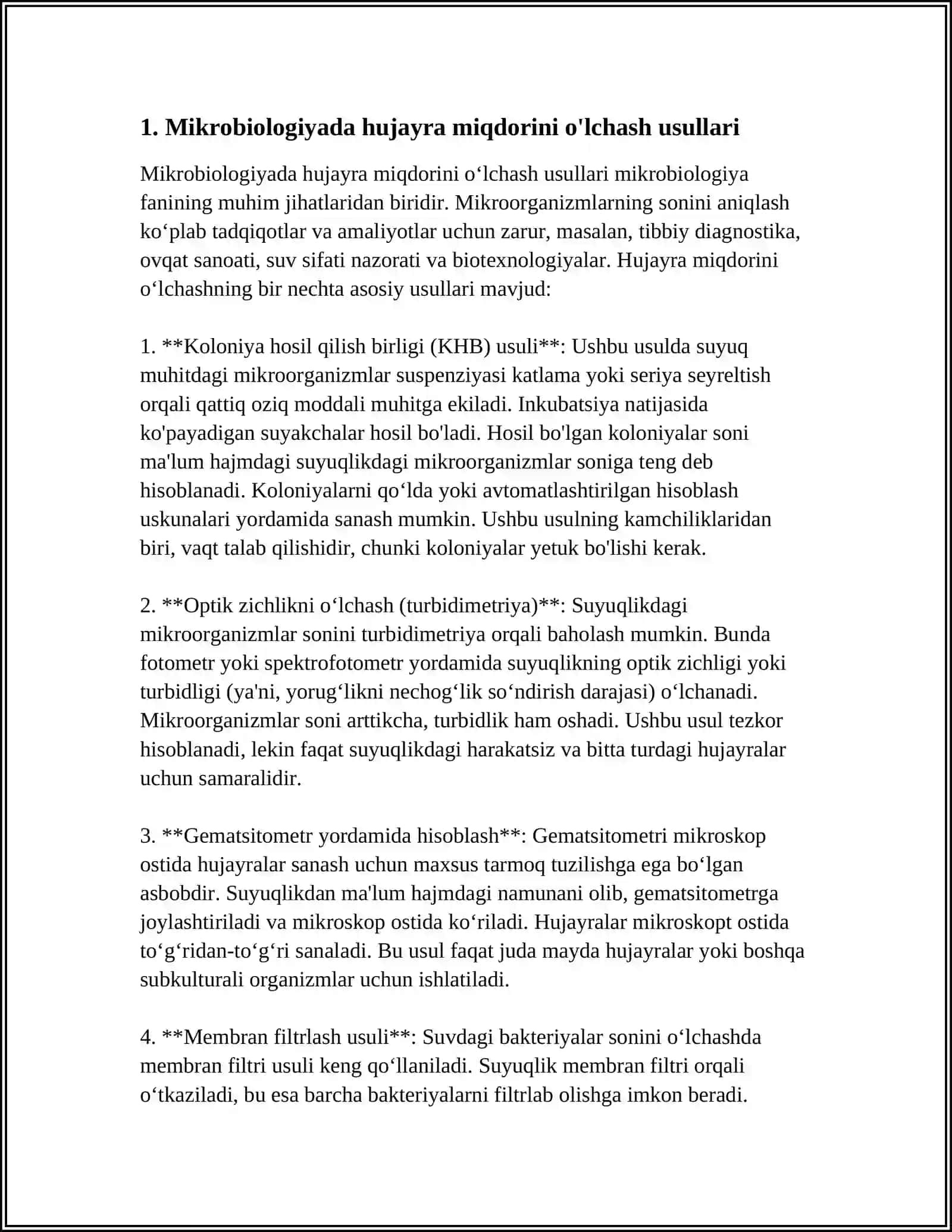 MIKROORGANIZMLARNI O'STIRAYOTGANDA HUJAYRA MIQDORINI NAZORAT QILISH 3
