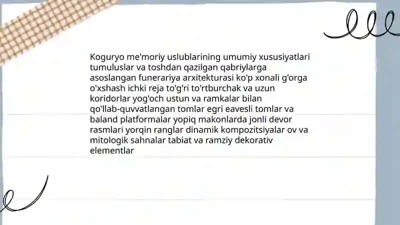 Koguryo arxitekturasi va qabr devoriy rasmlari 3