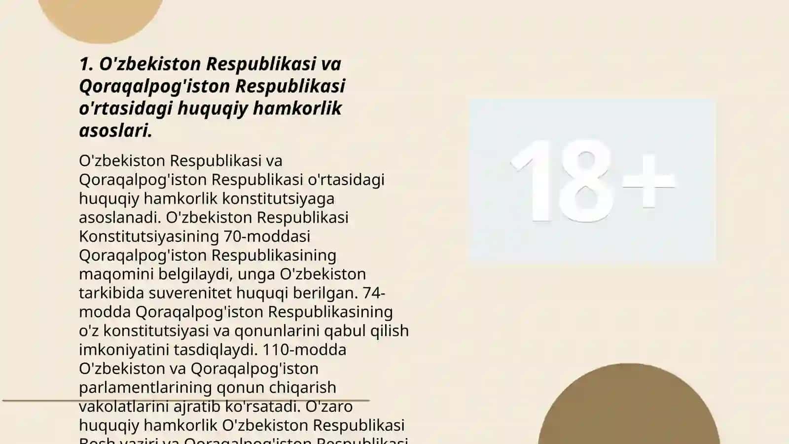 Qoraqolpog'iston Respublikasi bilan O'zbekiston Respublikasi o'rtasidagi siyosiy, iqtisodiy va madaniy munosabatlarning huquqiy asoslarining yaratilishi 3