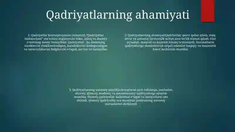 Qadriyatlar Tushunchasi MaʼNosi Va Uning Umumiy Tasnifi 3
