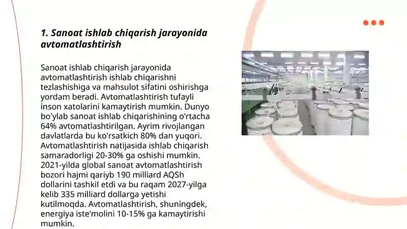 Sanoat ishlab chiqarish jarayonida avtomatlashtirish 3