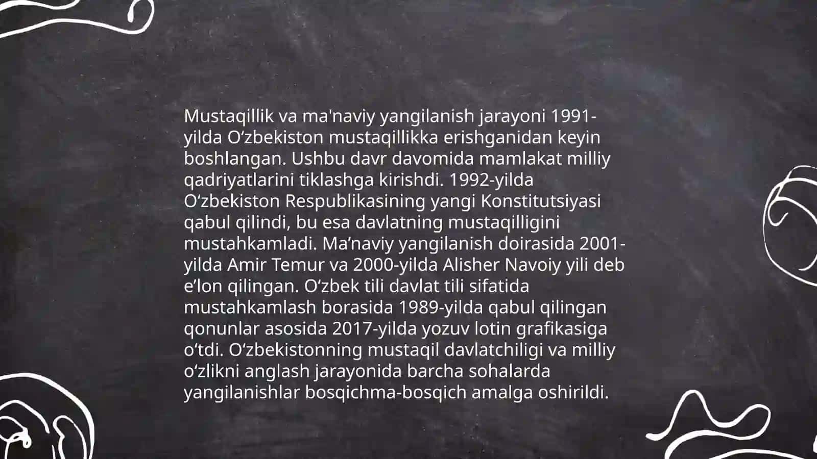 Mustaqillik yillarida O'zbekistondagi ma'naviy va madaniy taraqqiyot 3