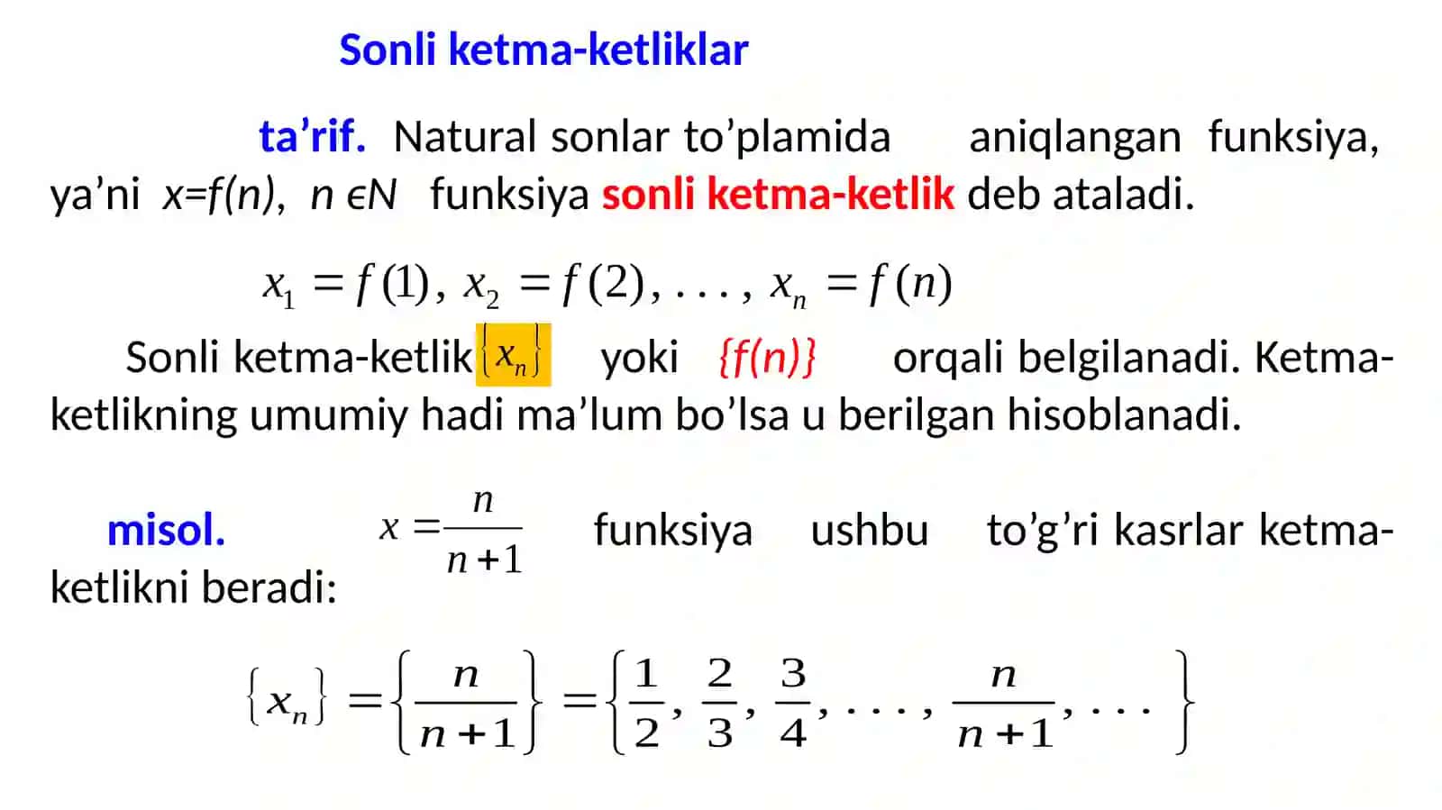 Sоnliketma-ketliklar 3