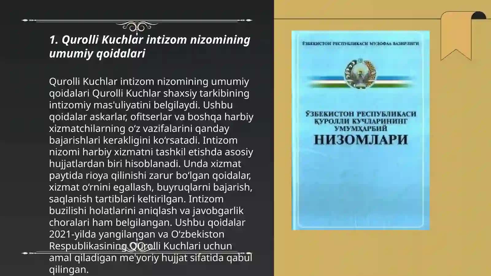 O'zbekiston Respublikasi Qurolli Kuchlarining Intizom Nizomi 3