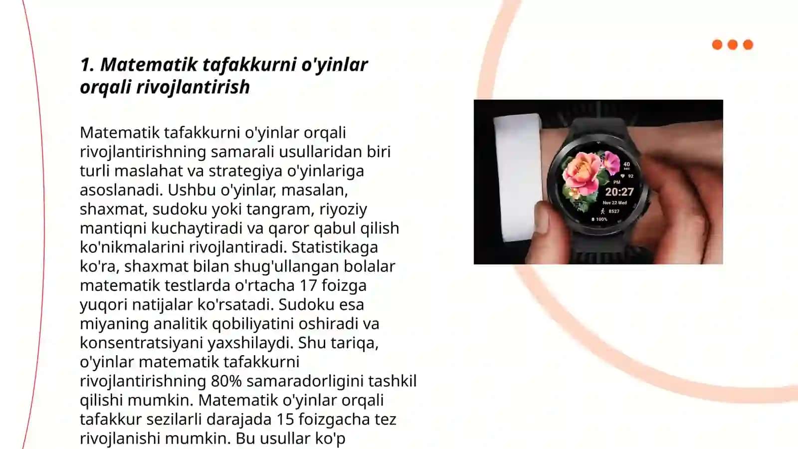 O'yin faolyatlar jarayonida matematik rivojlanishning asosiy vositasi 3