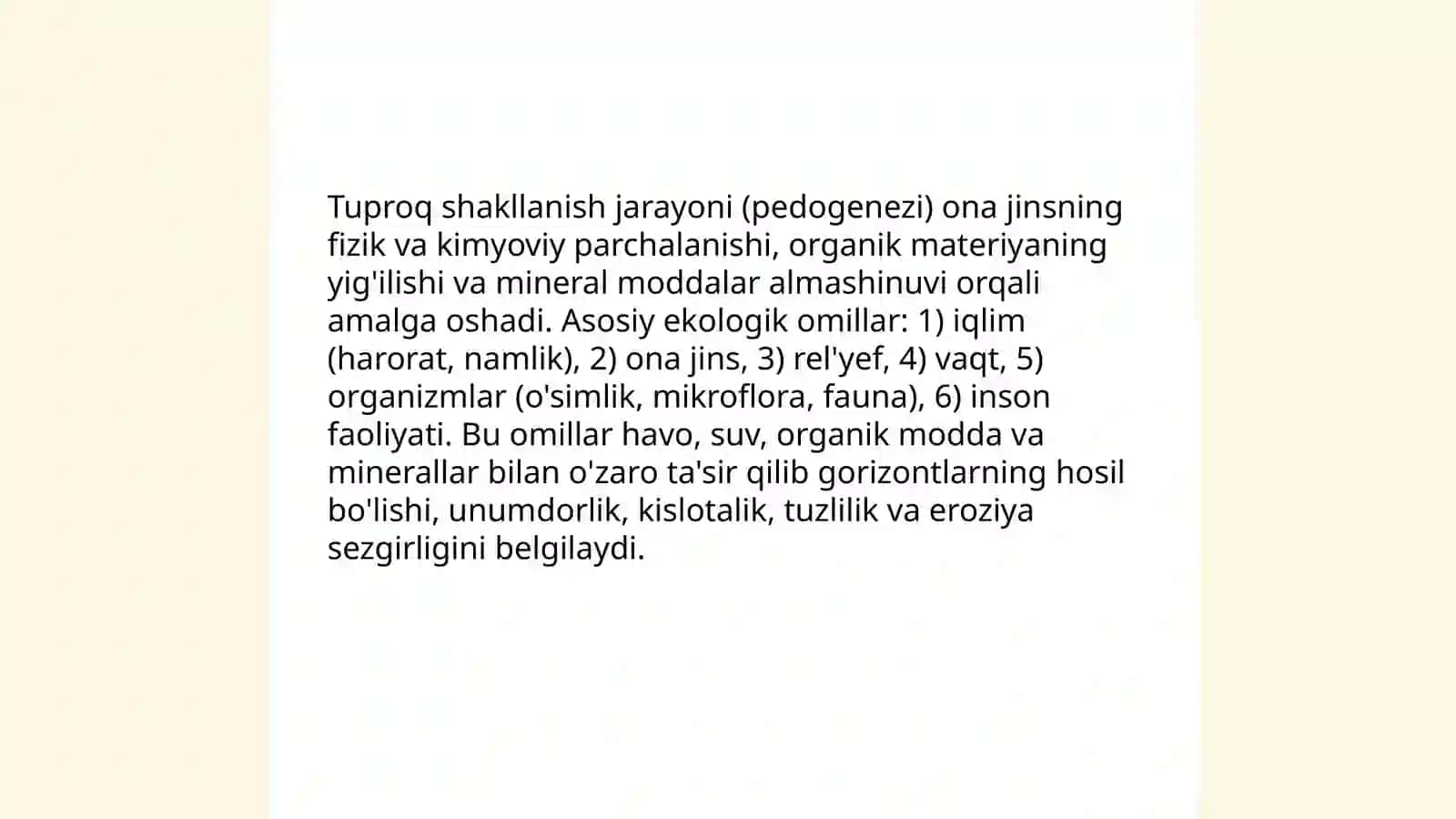 Tuproq ekologiyasi va yer resurslaridan oqilona foydalanish 3
