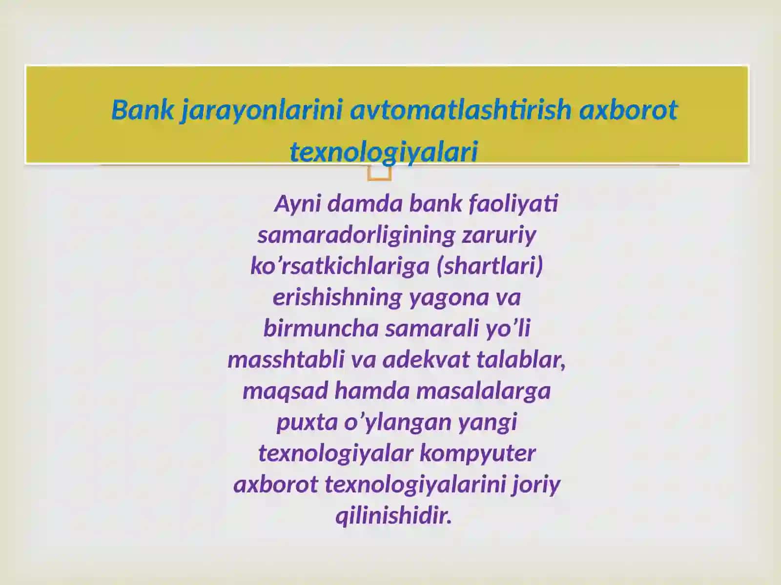 Bankning avtomatlashtirilgan axborot boshqaruv tizimi 3