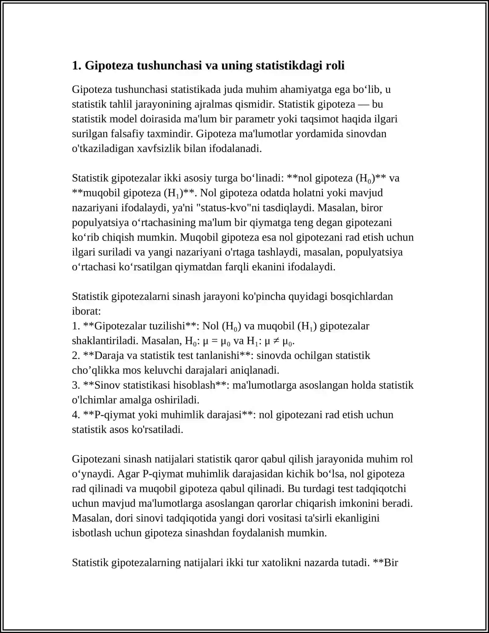 STATISTIK GIPOTEZALAR VA ULARNI QISHLOQ XŌJALIK MASALALARNI YECHISHGA QÒLLANILISHI 3