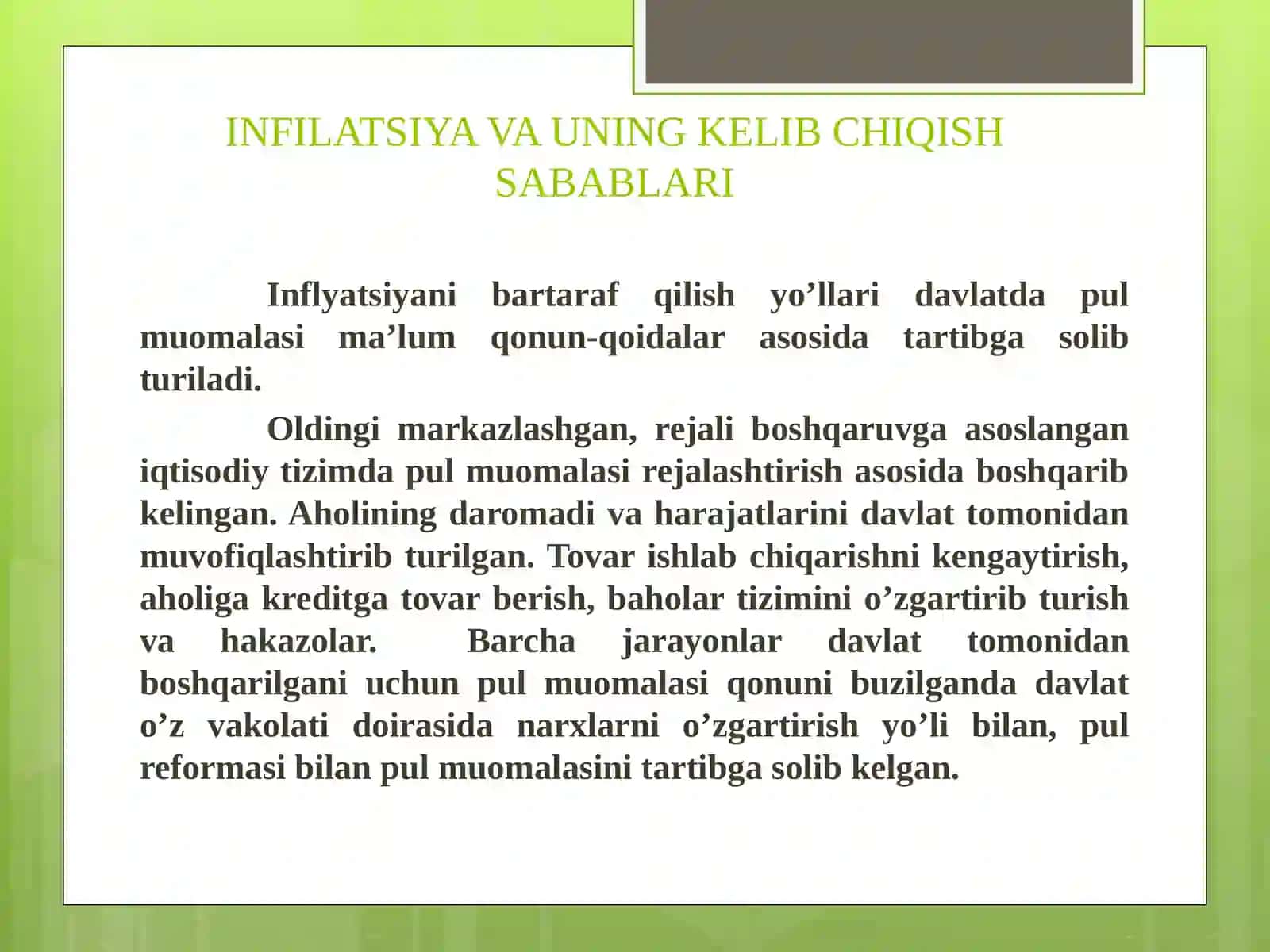 Inflyatsiya va uning Kelib chiqish sabablari 3