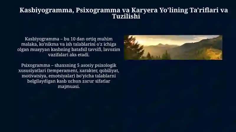 Kasbiyogramma, Psixogramma va Karyera Yo'li: Ta'riflar va Tuzish Usullari 3