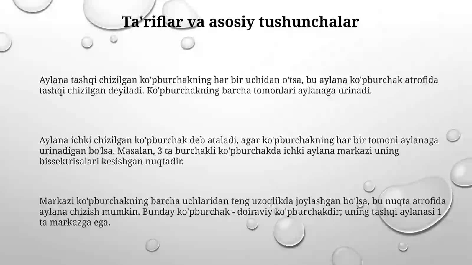 Koʻpburchaklarga ichki va tashqi aylanachizish 3