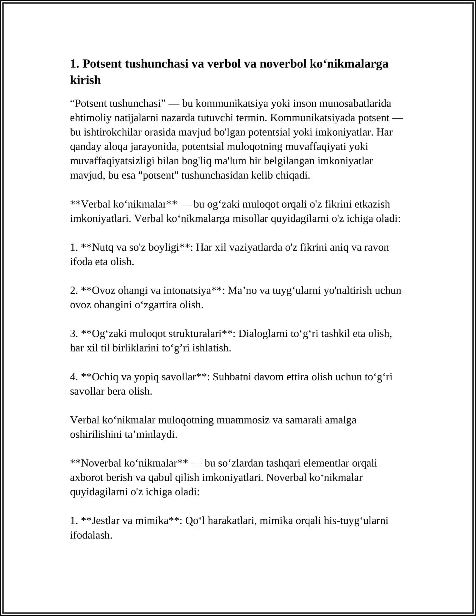 POTSENT BILAN VERBOL VA NOVERBOL KOʻNIKMALARI 3
