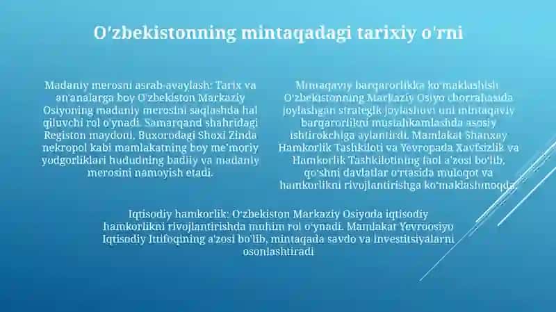 O'zbekistonning Markaziy Osiyoda Tinchlik Va Barqarorlikni Ta’minlashdagi O‘rni 3