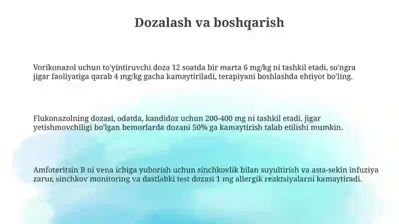 Zamburug'larga qarshi dori vositalar klinik farmokologiyasi 3
