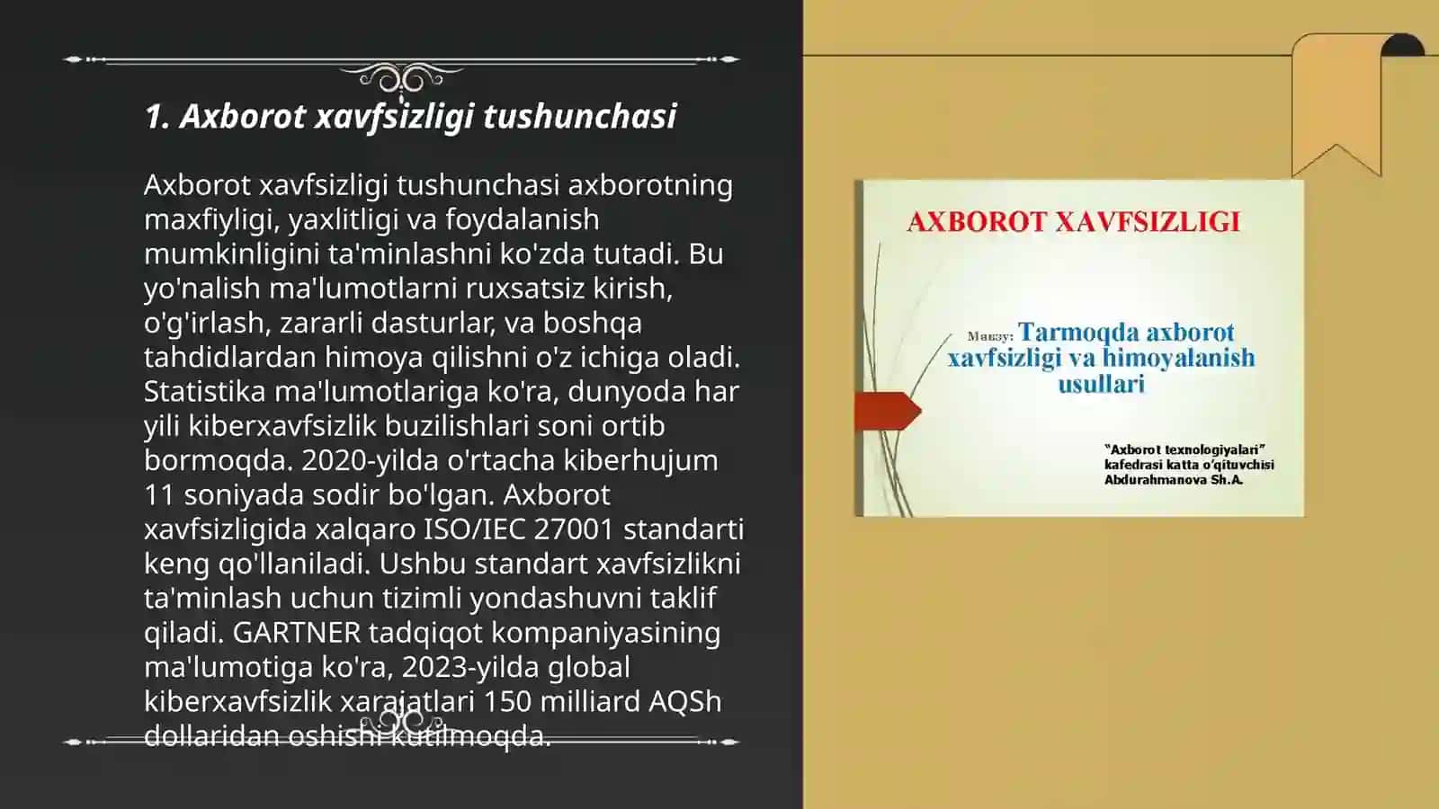Axborot xavfsizligi va axborotlarni himoyalash usullari 3