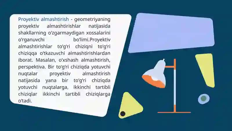 Proyektiv koordinatalar. Ikkilik prinsipi. Dezarg teoremasi. 3