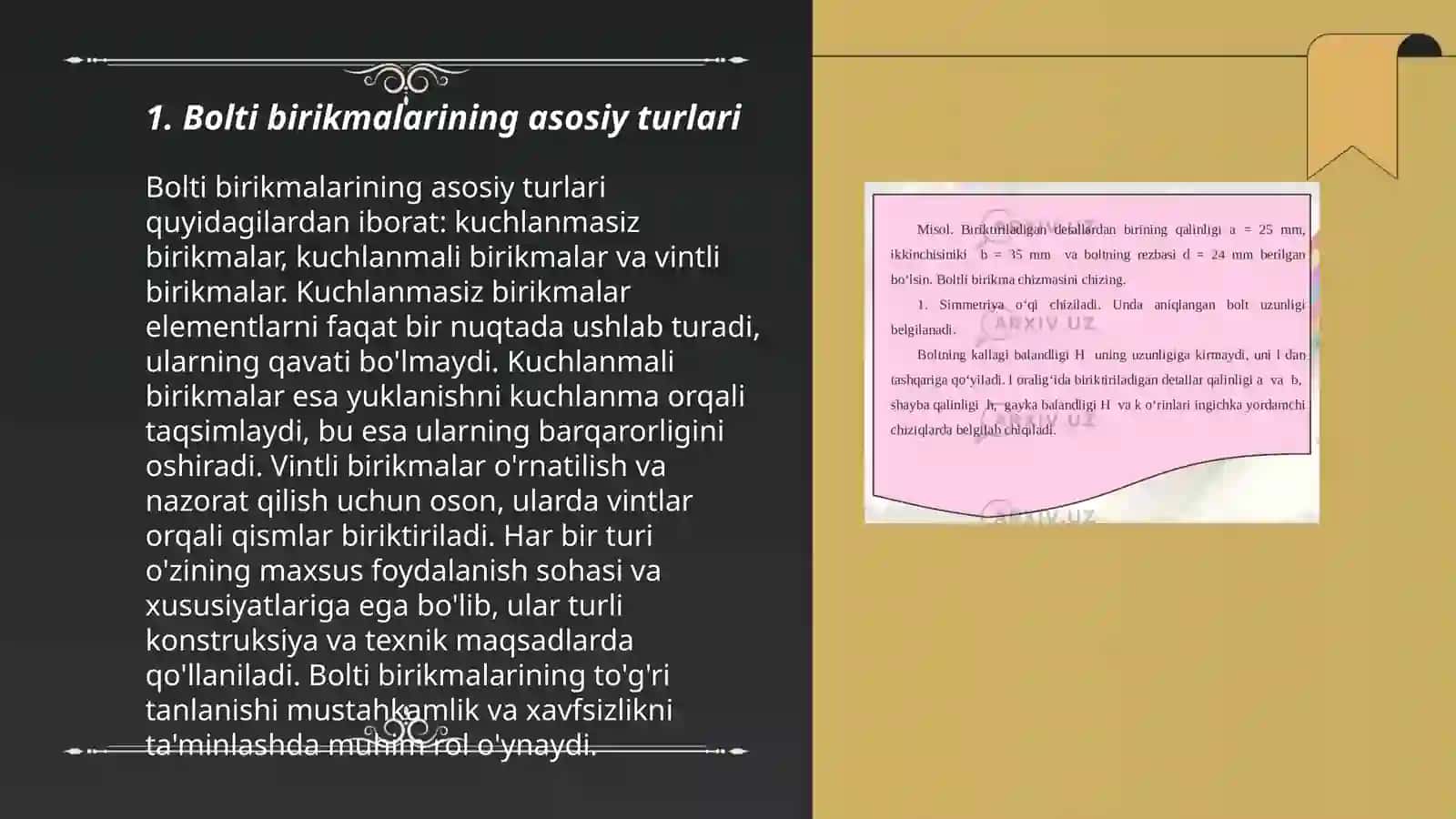 Boltli, shponkali birikmalar xisobi va jadvalli parametrlari 3