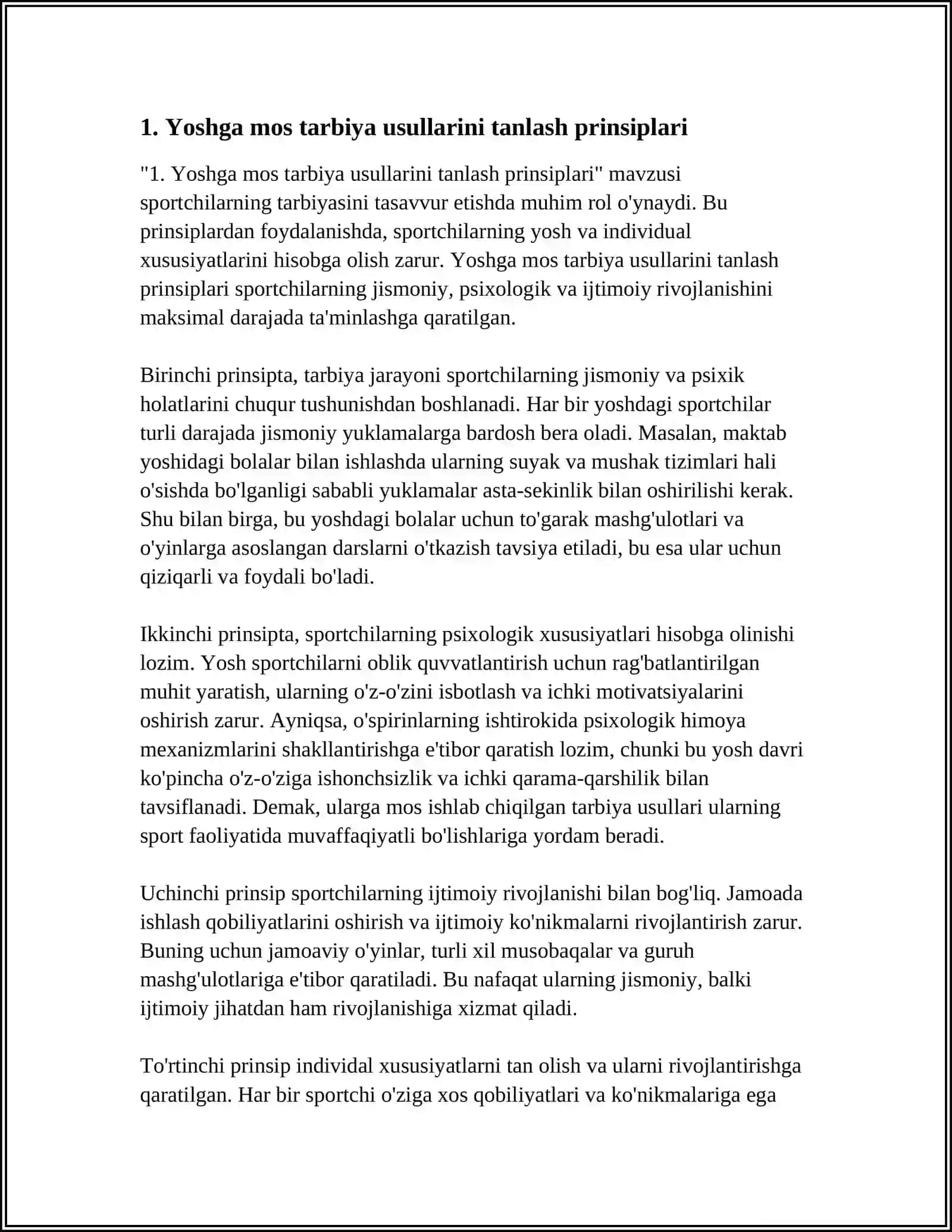 TARBIYA USULLARIDAN FOYDALANISHDA SPORTCHILARNING YOSH VA INDIVIDUAL SIFATLARINI HISOBGA OLISH 3