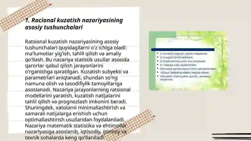 Ratisional kuzatish nazariyasi 3