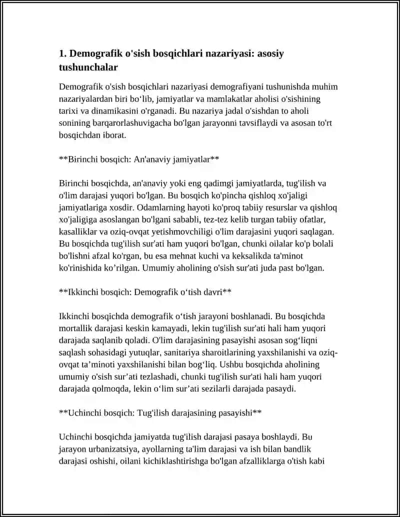 DEMOGRAFIK OTISH BOSQICHLARI VA USHBU JARAYONNI DUNYO HUDUDLARI BOYLAB AHAMIYATI 3