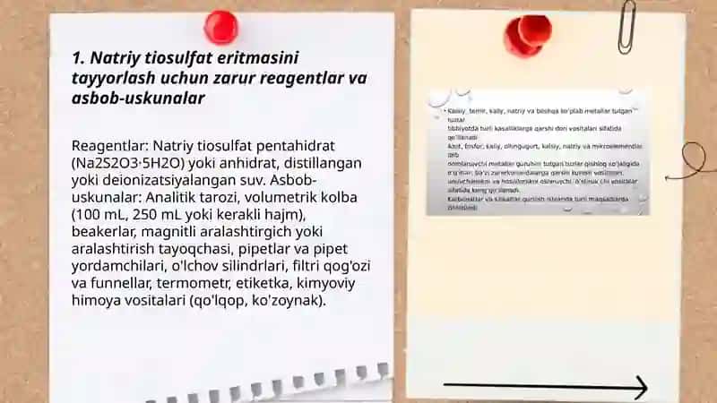 NATRIY TIOSULFAT VA KALIY DIXROMAT ERITMASINI TAYYORLASH 3