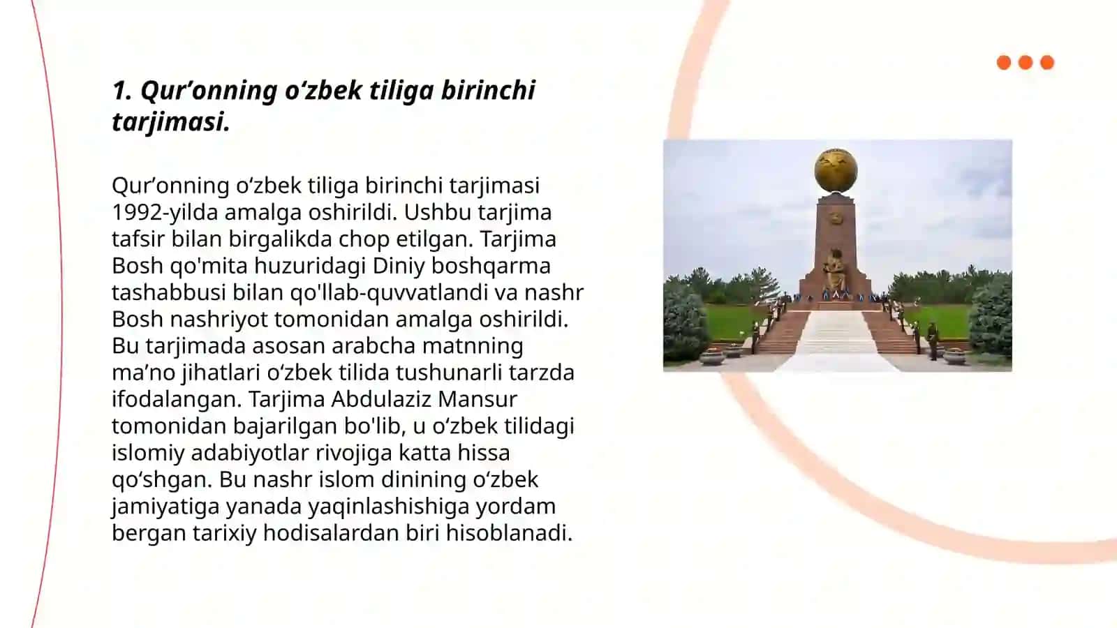 Mustaqillik yillarida Qurʼonning oʻzbek tiliga tarjima qilinishi va tafsirlari haqida 3