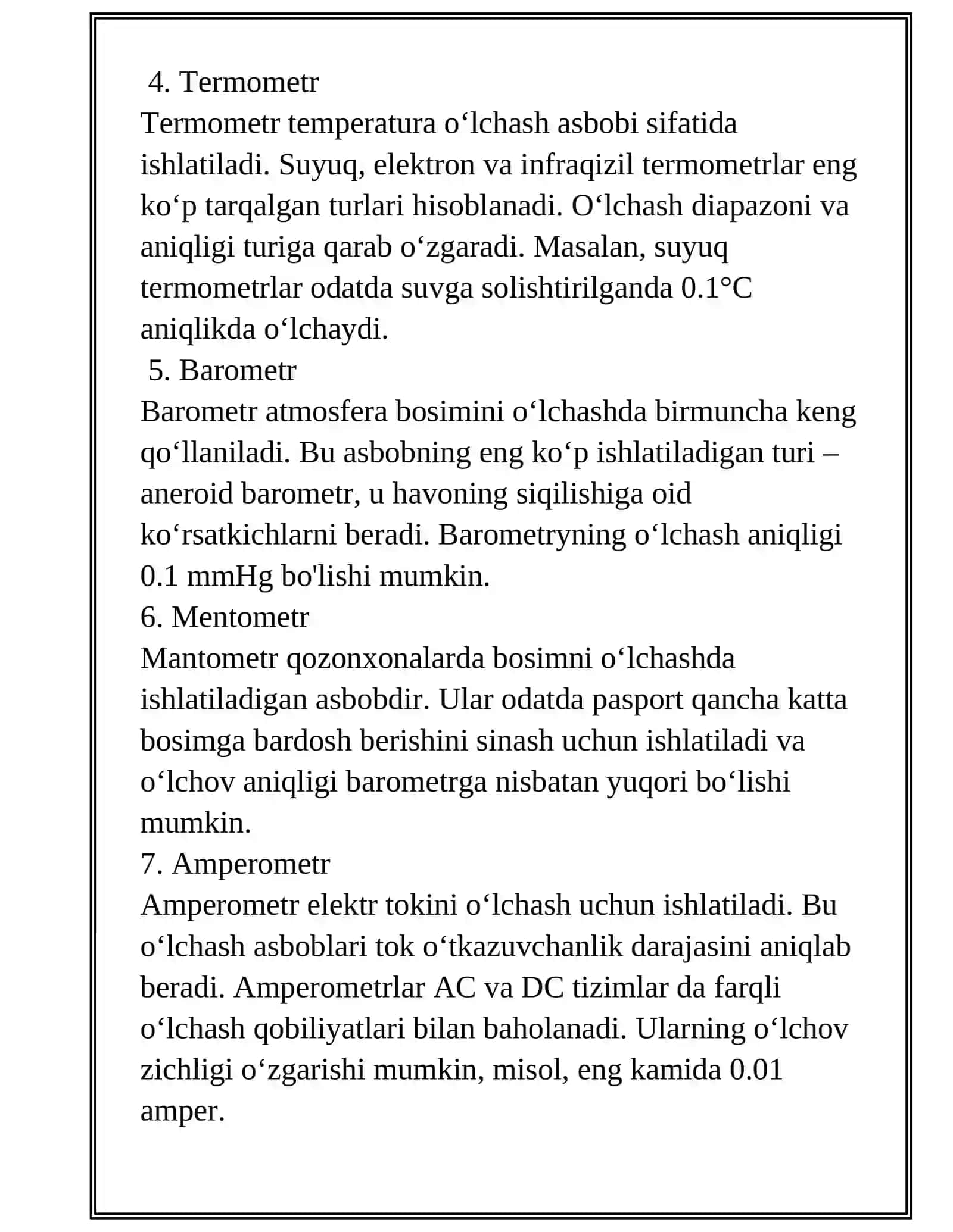 Oʻlchash asboblari turlari 3