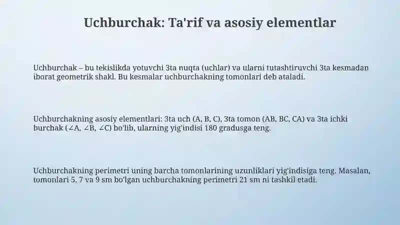 Uchburchak va uning elementlari 3