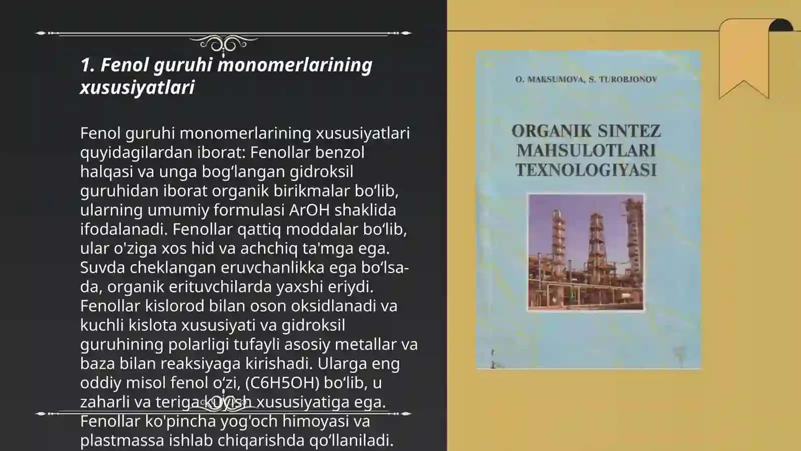 Fenol guruhi monomerlarini olishning kimyoviy texnologiyasi 3