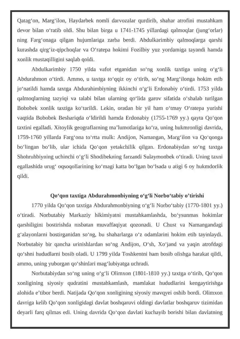 Norbo’tabiy davrida Qo’qon xonligi 3