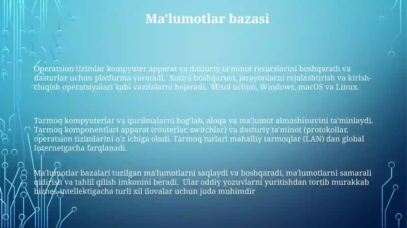 Axborottexnalogiyalarning tarkibiy qismlari 3