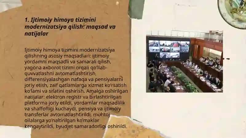 O‘zbekistonda ijtimoiy sohada amalga oshirilayotgan o'zgarishlar mazmun va mohiyati 3