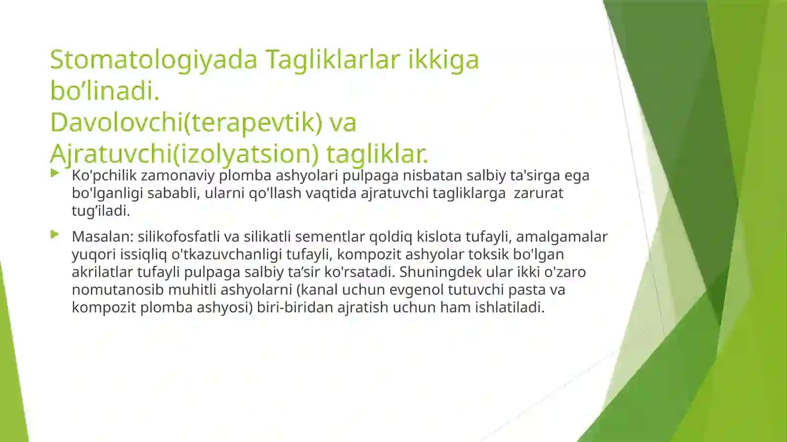 Davolovchi va ajratuvchi tagliklar 3
