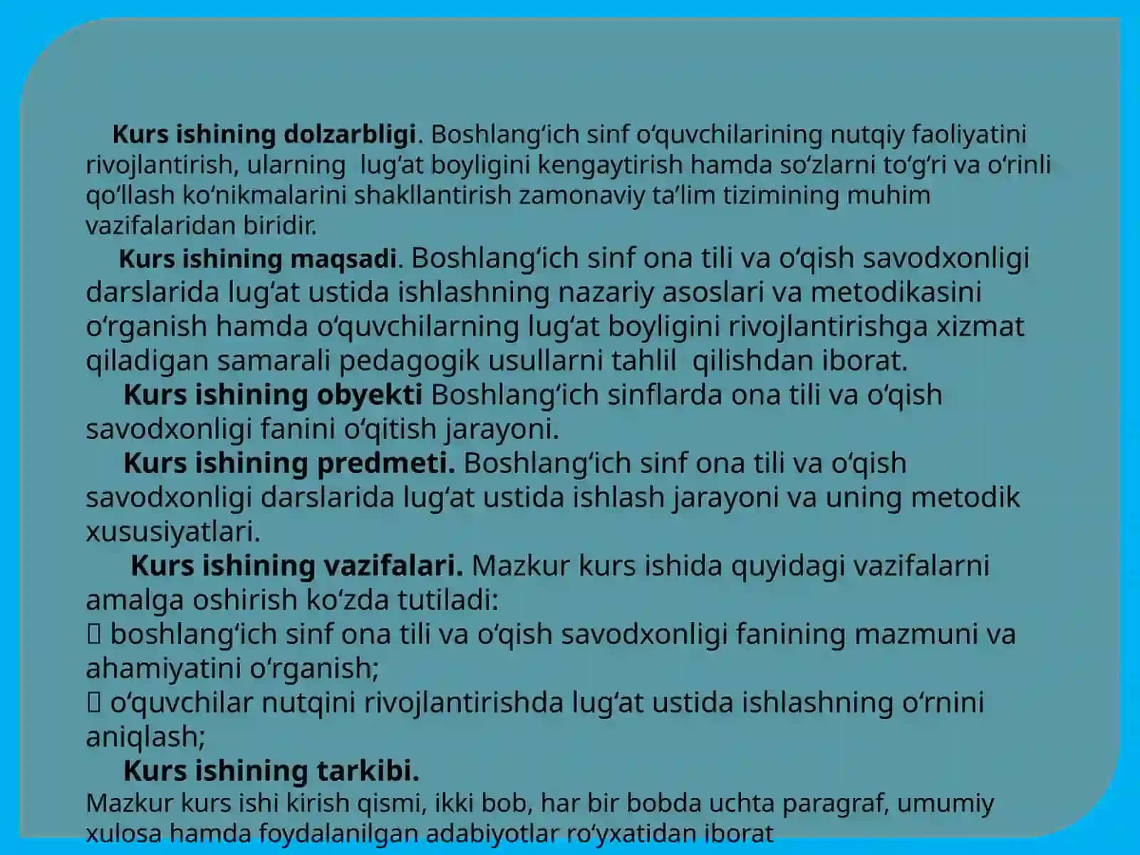 BOSHLANG‘ICH SINF ONA TILI VA O‘QISH SAVODXONLIGI DARSLARIDA LUG‘AT USTIDA ISHLASH METODIKASI 3