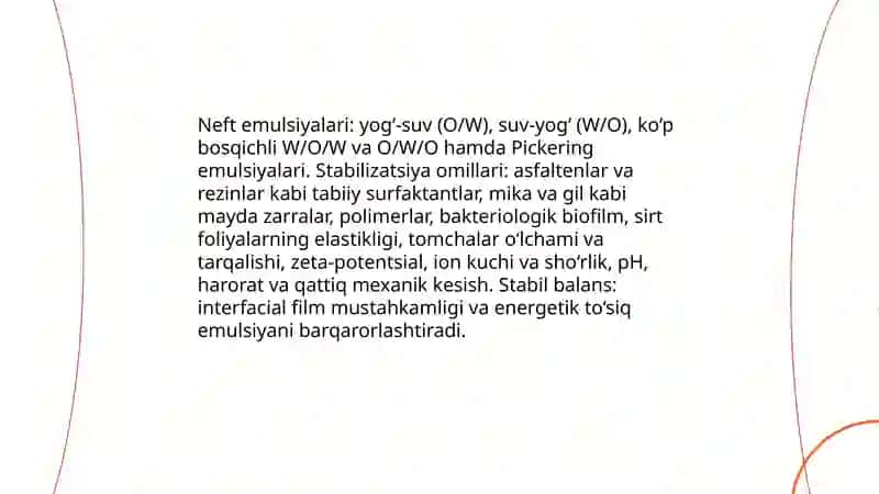 Neft emulsiyalarini yo'q qilish mexanizmi 3