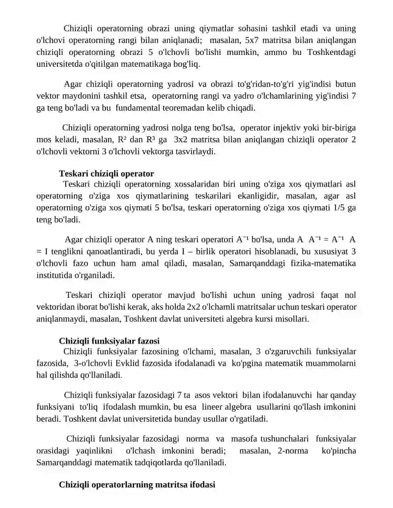 Chiziqli operator va ularning xossalari 3