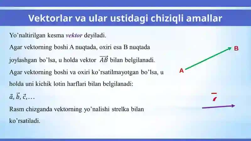 Vektorlar va ular ustidagi chiziqli amallar 3