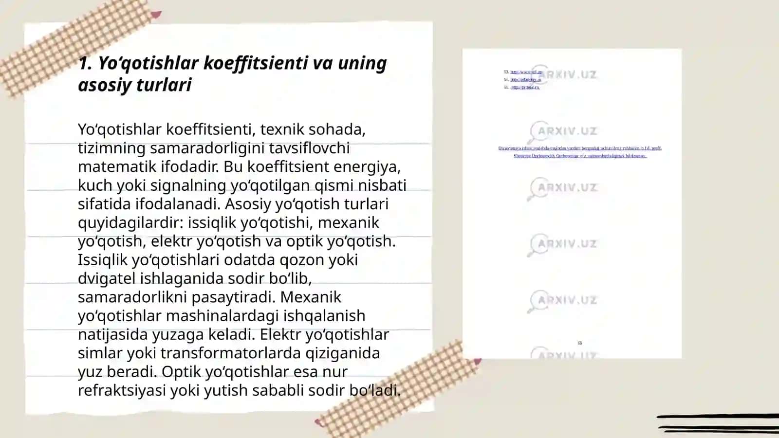 Oldini olinmagan yo‘qotishlar koeffitsientini baholash 3