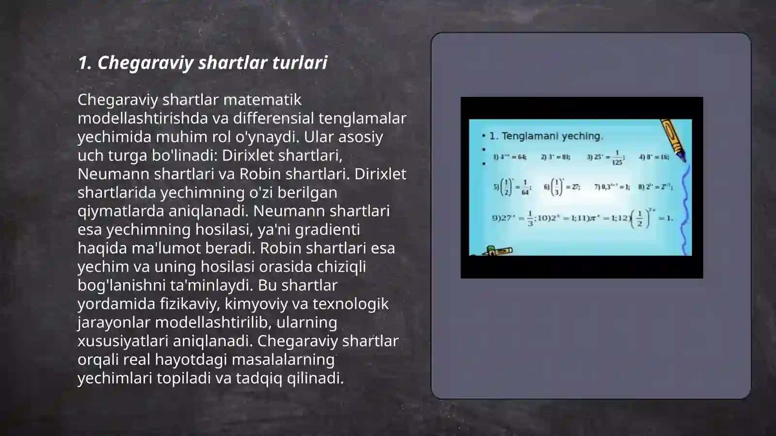 Differensial tenglamalar sistemasi uchun chegaraviy masala 3