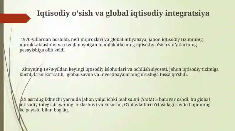 XX asr jahon tizimidagi global tendensiya 3