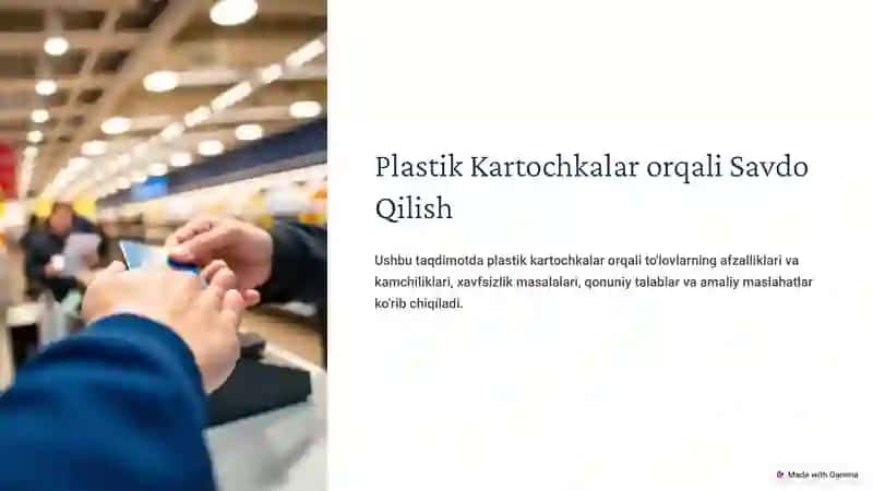Plastik kartochkalar orqali savdo qilish  texnalogiyasi va terminallar turlari va  ulardan foydalanish tartibi. 3