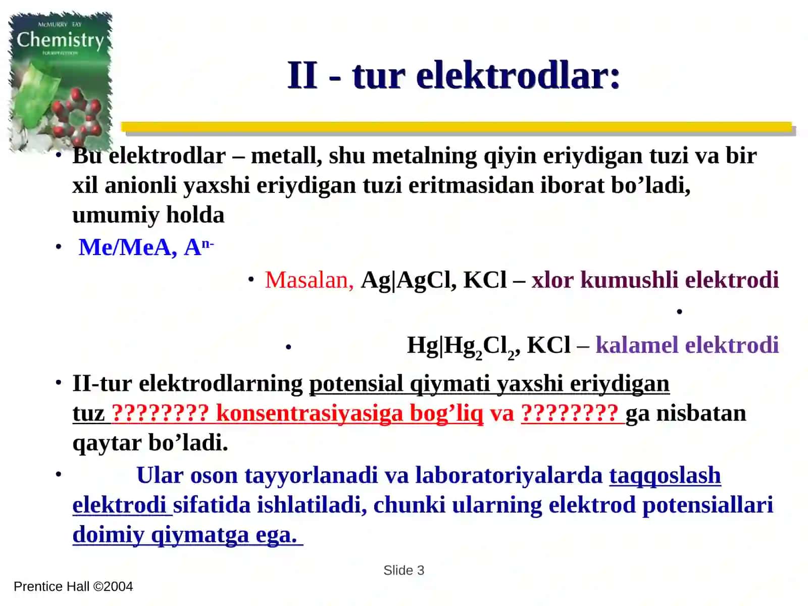 Elektroliz va unda ketadigan kimyoviy jarayonlar 3