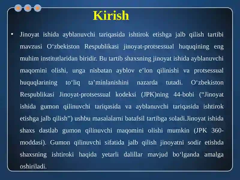 Jinoyatishida ayblanuvchi tariqasidagi ishtiroketishga jalb qilish tartibi 3