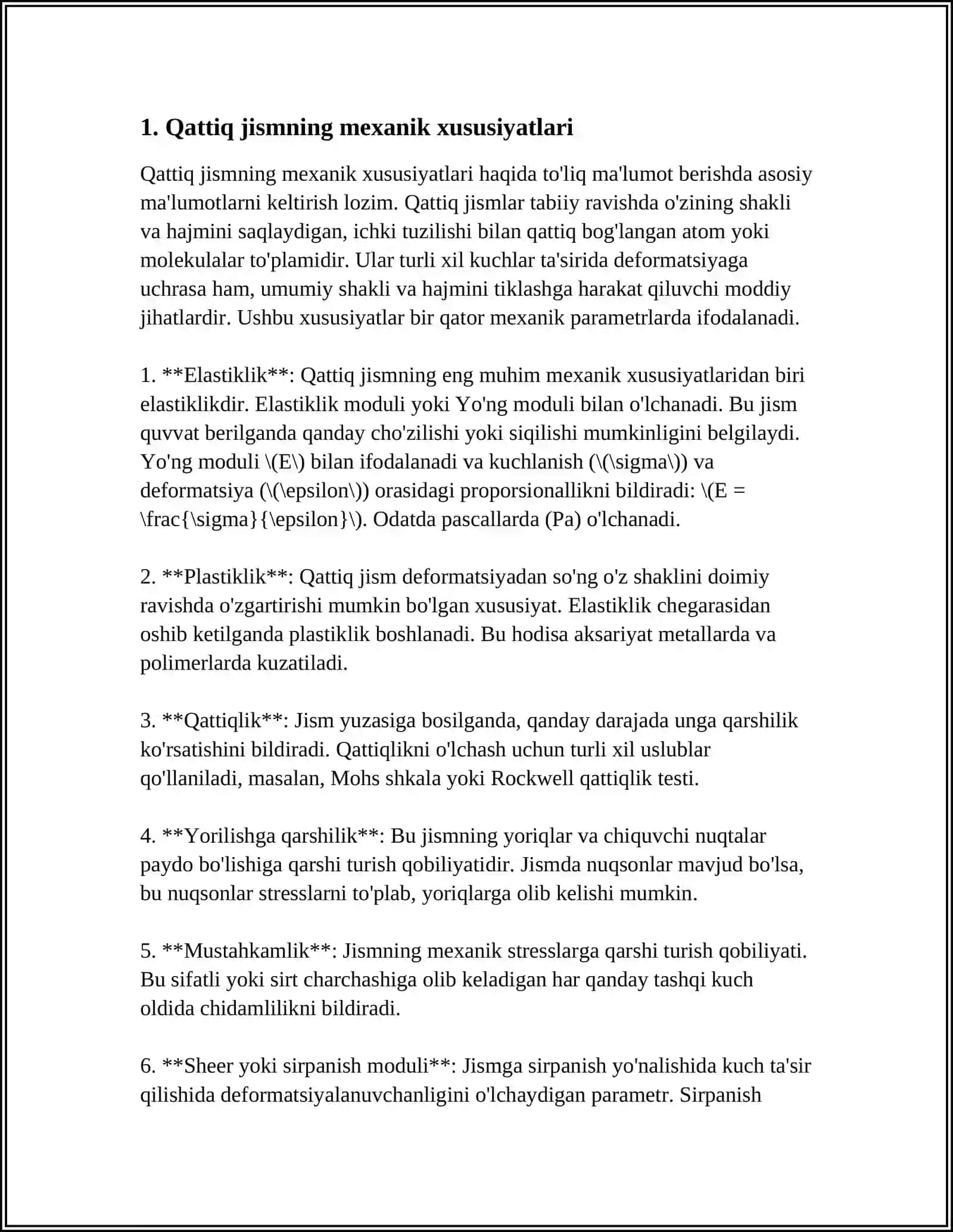 QATTIQ JISMNING TAYANCH REAKSIYA KUCHLARINI ANIQLASH 3