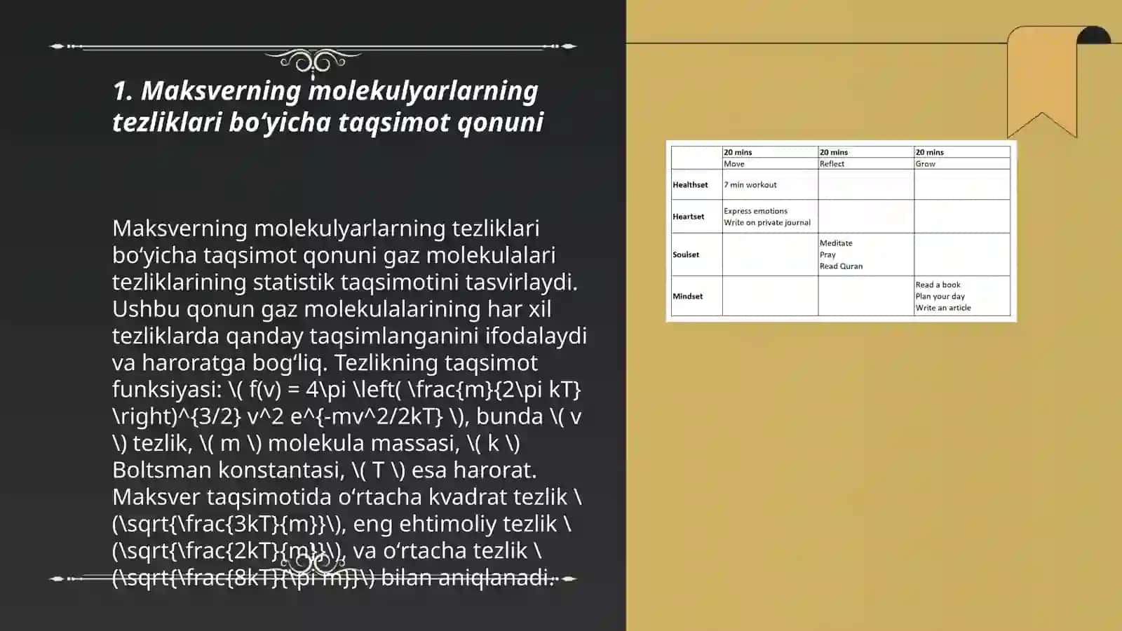 Maksverning molekulyarlarning tezliklari boʻyicha taqsimot qonuni 3