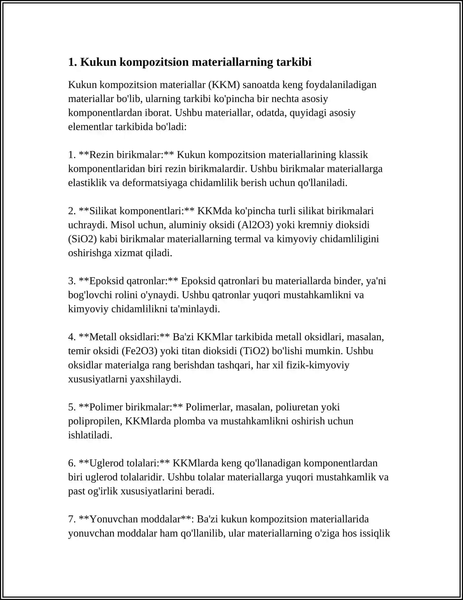 KUKUN KOMPOZITSION MATERIALLAR HAQIDA MAʼLUMOTLAR 3