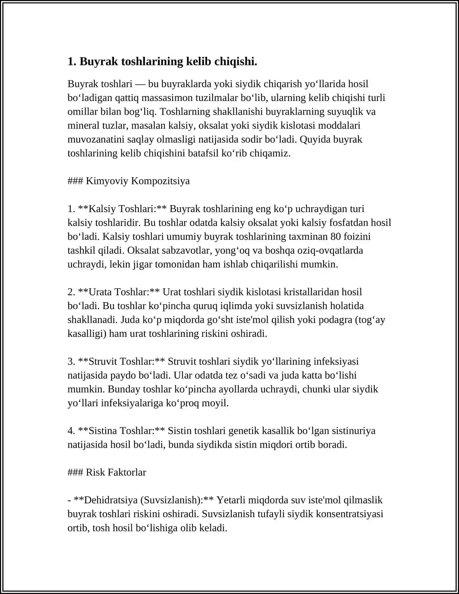 BUYRAKLARDA URAT TOSHLARINI HOSIL BOLISHI VA DAVOLASH YOLLARI 3