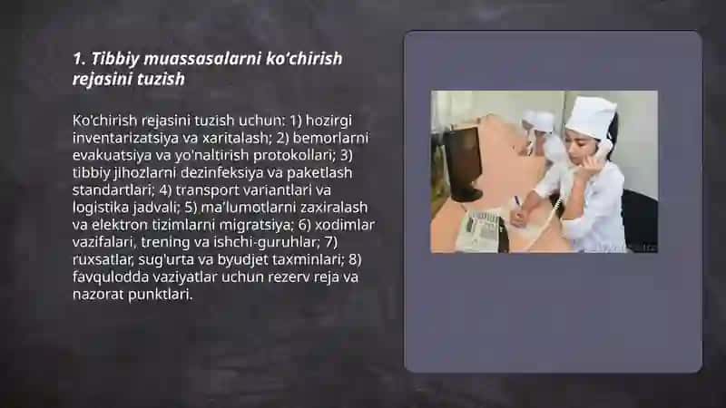Tibbiy muassasalarni koʻchirish 3