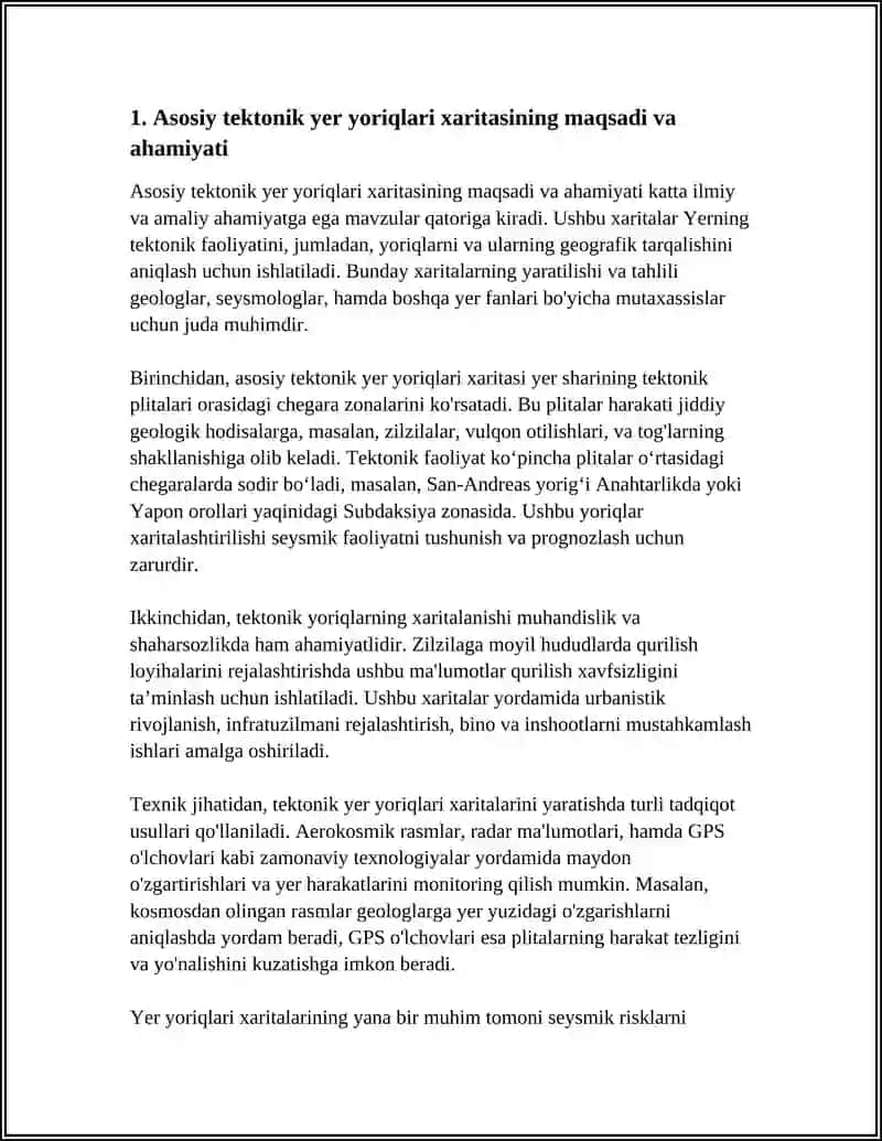 ASOSIY TEKTONIK YER YORIQLARI XARITASI BILAN ISHLASH 3